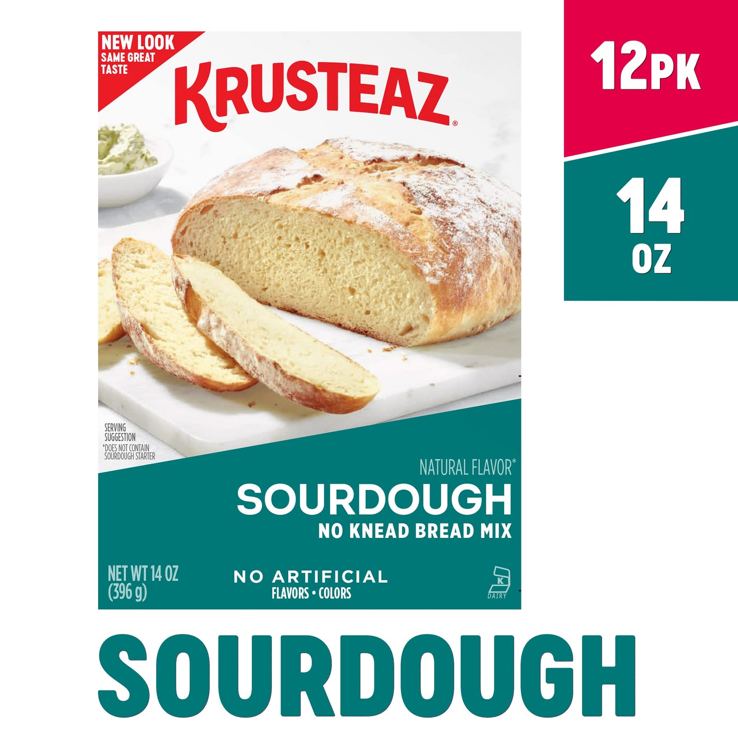 Krusteaz Sourdough Bread Mix, No Knead and Easy To Make, 14-ounce Boxes (Pack of 12)