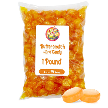 Butterscotch Hard Candy - 1Lb Bag Of Individually Wrapped Butter Scotch Bulk Candy, Yellow Butterscotch Discs Are Perfect For Sn