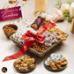 Kremery Creamy Chocolate Cravings - Fathers Day, Chocolate Covered Pretzels & Caramel Popcorn Gift Basket, In Seagrass Tray + Ri