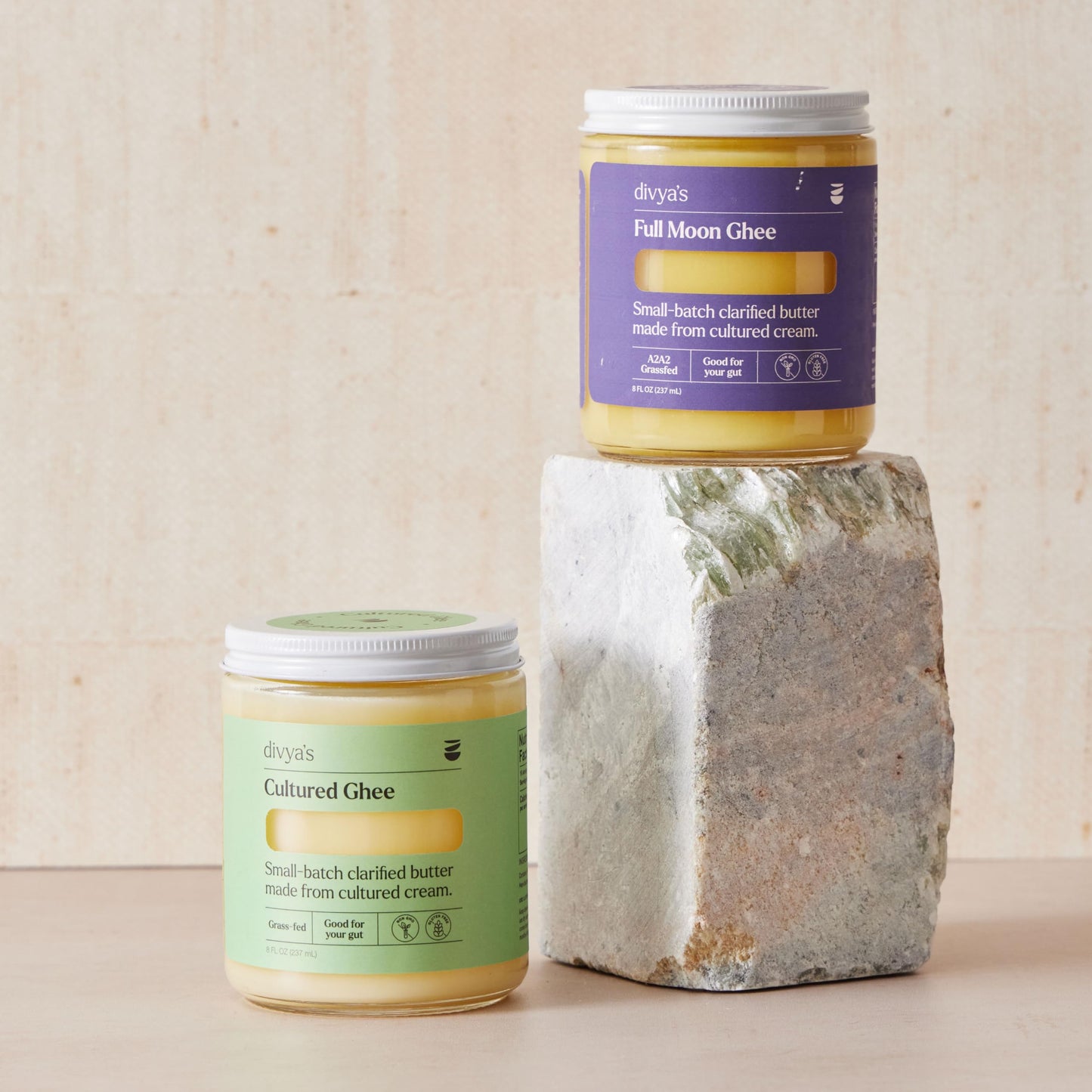 Divyas Cultured Ghee - 8 oz Grass-Fed Ghee Clarified Butter - Great For Cooking Meals & Promotes Gut Health - Non-GMO, Gluten F