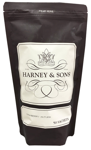 Harney & Sons Cranberry Autumn, Fruity Black Tea, Cranberry & Orange Flavors, 50 Count