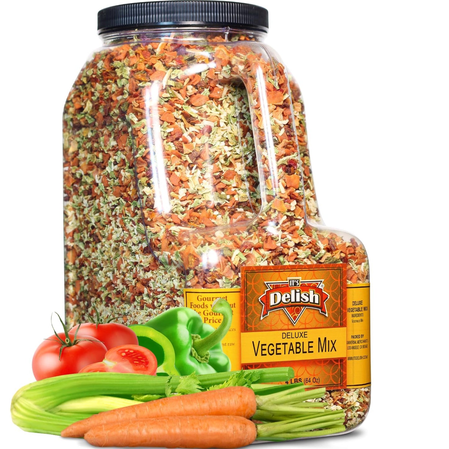 Deluxe Dried Vegetable Soup Mix By Its Delish, 4 Lb Restaurant Gallon Size Jug With Handle | Premium Blend Of Dehydrated Vegetab