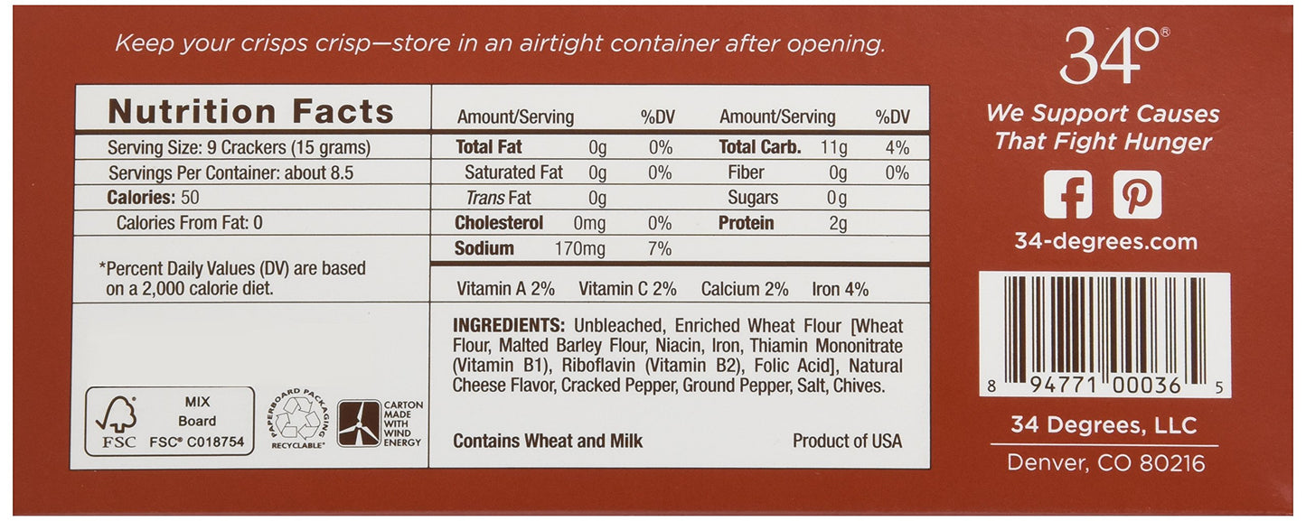 34 Degrees Crisps | Cracked Pepper Crisps | Thin, Light & Crunchy Crisps, Single Pack (4.5Oz)