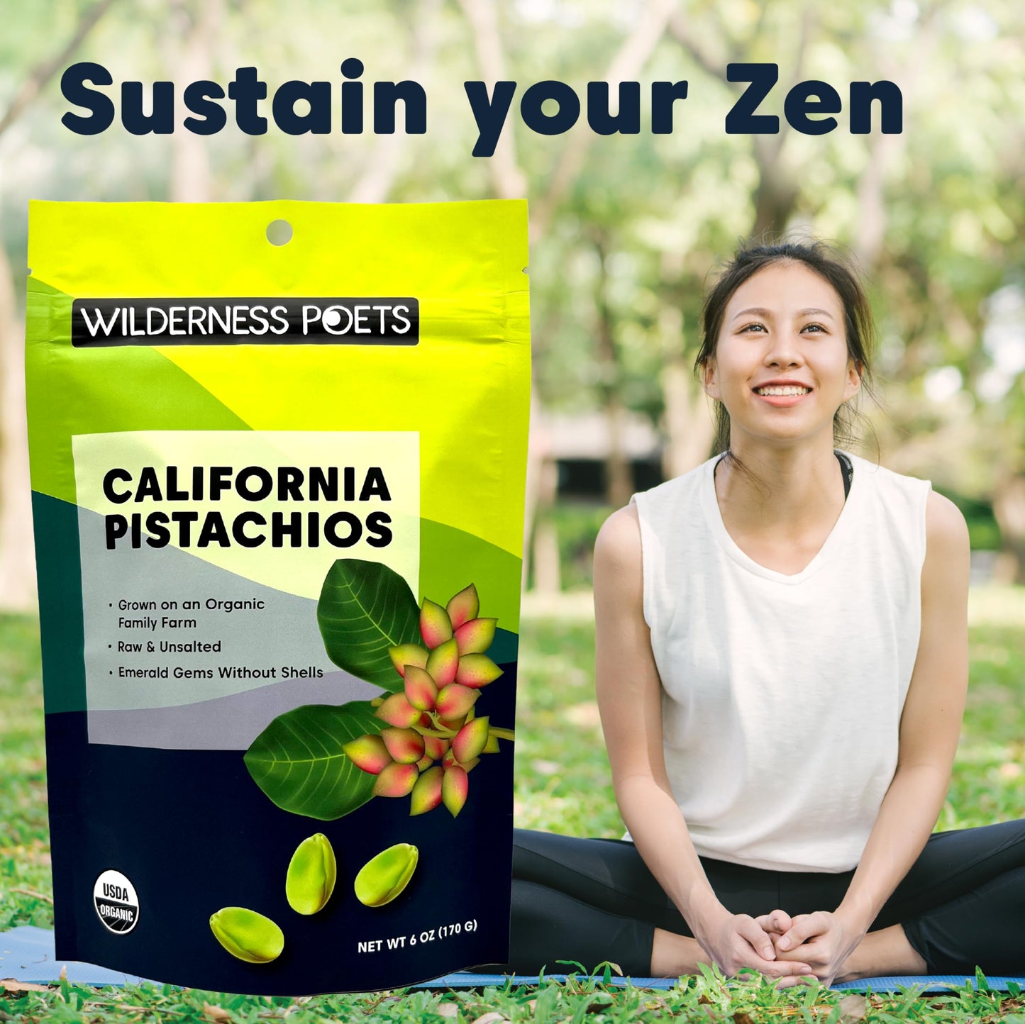 Wilderness Poets, Organic, Whole, Raw Pistachios - Grown In California, Fresh, Bright Green, Unsalted, Unroasted, Bulk Size (80