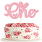 Gyufise Cake Topper Glitter Love Heart for Valentines Day, Baby Shower, Kids 1st Birthday, Pink, Model ZN0579-4-P
