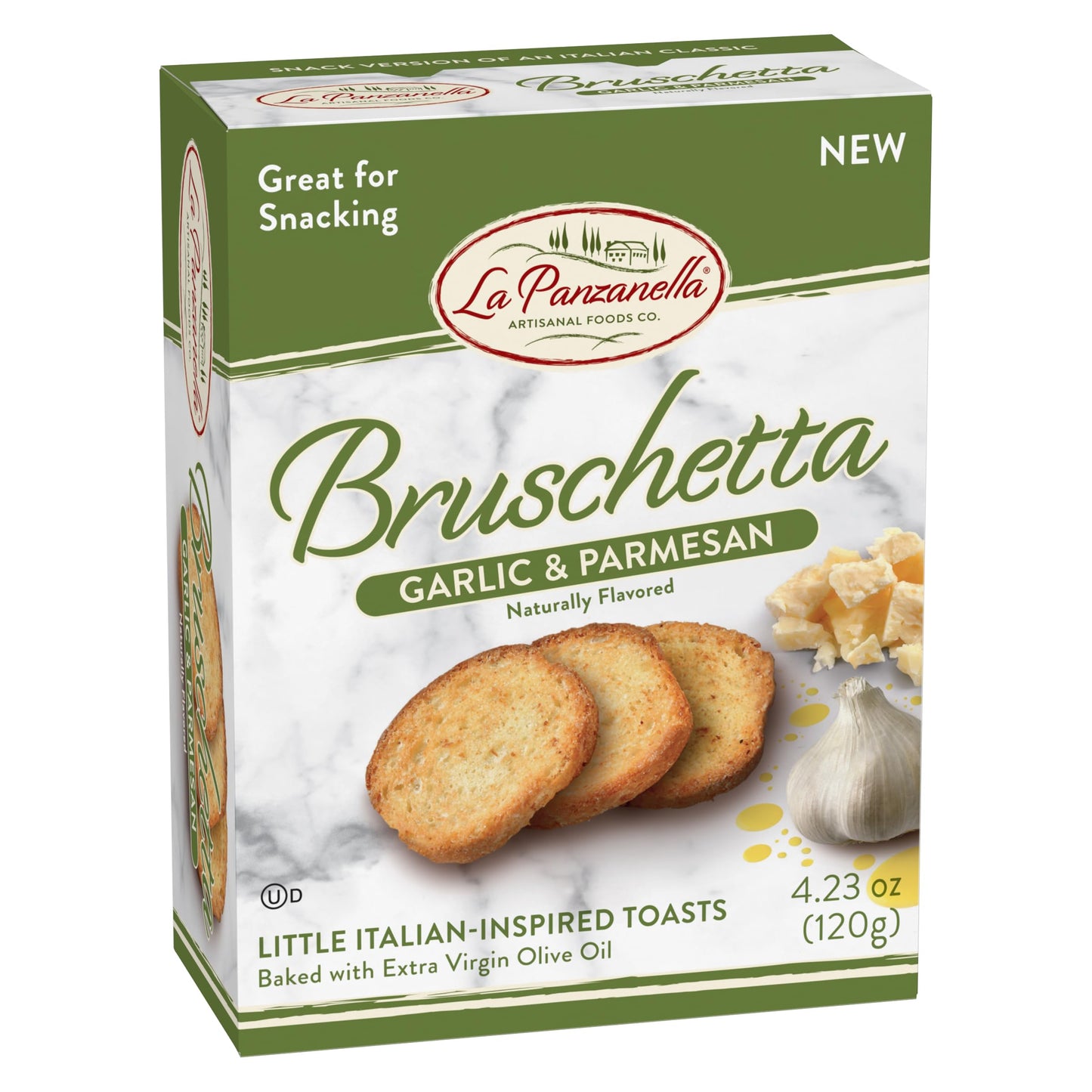 La Panzanella Garlic and Parmesan Bruschetta Crackers - Italian-inspired Toasts, For Soups, Dips, Spreads or Snacks, 4.23oz (120
