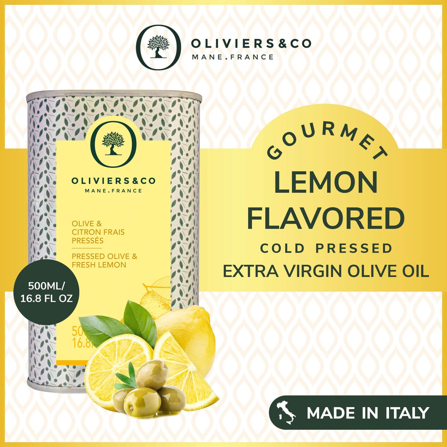Lemon Olive Oil by Oliviers & Co. | Cold Pressed Extra Virgin Olive Oil and Fresh Lemons | Everyday and Cooking EVOO from Italy