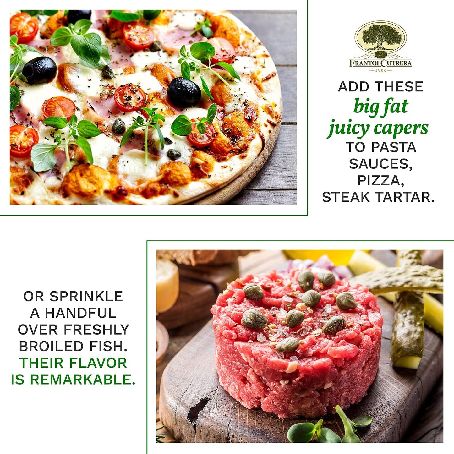 Frantoi Cutrera Gourmet Italian Capers in Sea Salt - Mediterranean Capers Non Pareil For Cooking and Garnishing, Imported From I