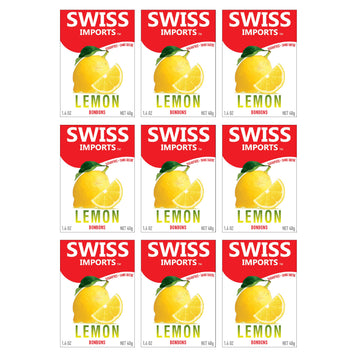 Swiss Imports Sugar Free Bonbons Hard Candy Drops, Lemon, 1.4 Oz/ 40G Box, 9 Pack