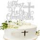 YCTHUNFISH Cake Topper Glitter Cross Religious Pigeon Decorations for Baptism, Baby Shower, 1st Birthday, Silver, Paper