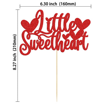 Gyufise 1Pc Little Sweetheart Cake Topper Glitter Happy Valentine'S Day Cake Topper Decoration For Valentine Theme Birthday Brid