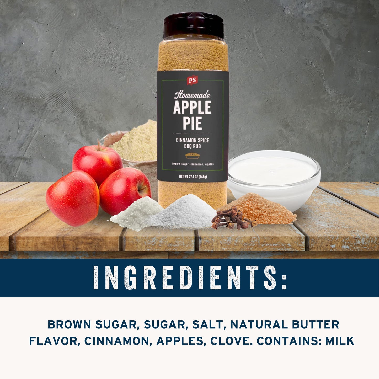 PS Seasoning Apple Pie Rub - Sweet & Smoky BBQ Seasoning for Grilling, Baking - 27.1oz