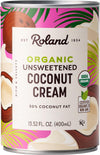 Roland Foods Organic Unsweetened Coconut Cream, 13.52 Ounce Can, Pack of 1