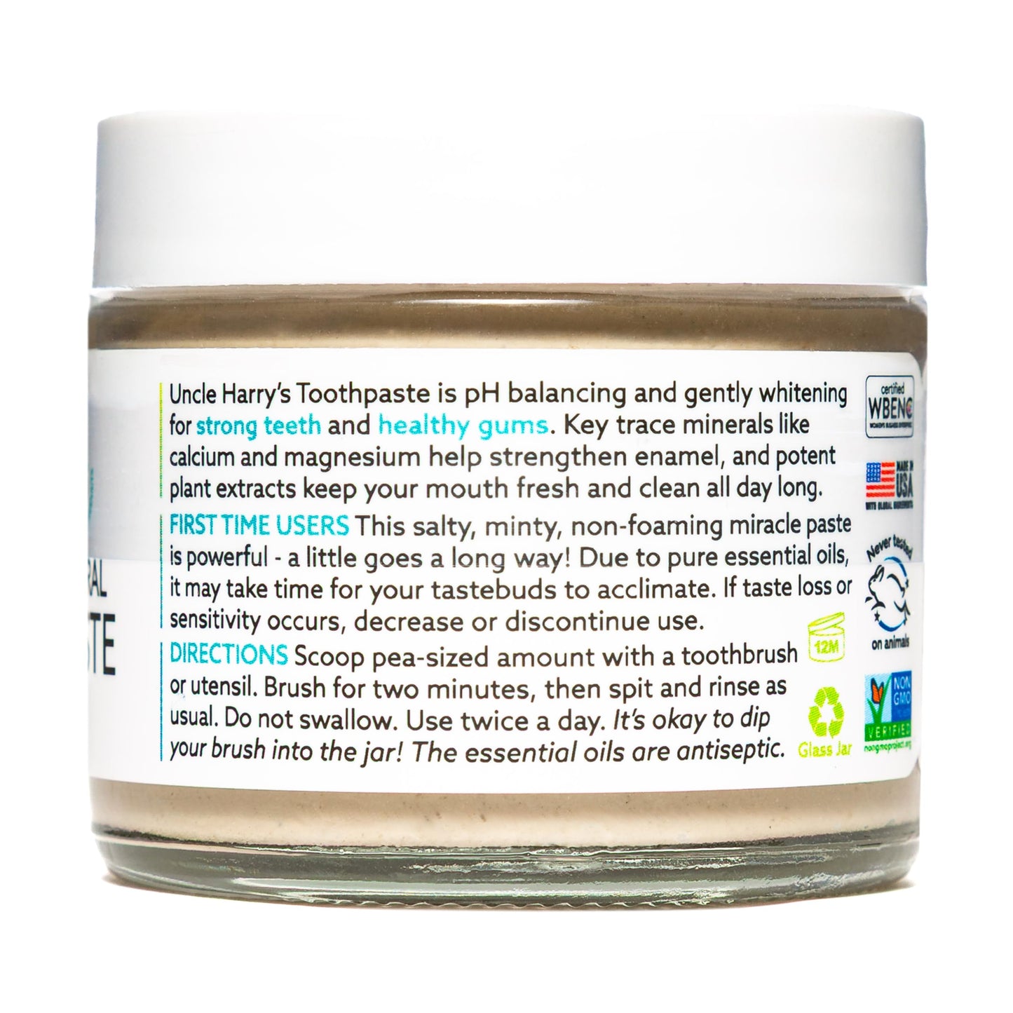 Uncle Harry'S Peppermint Remineralizing Toothpaste | Natural Whitening Toothpaste Freshens Breath & Promotes Enamel | Vegan Fluo