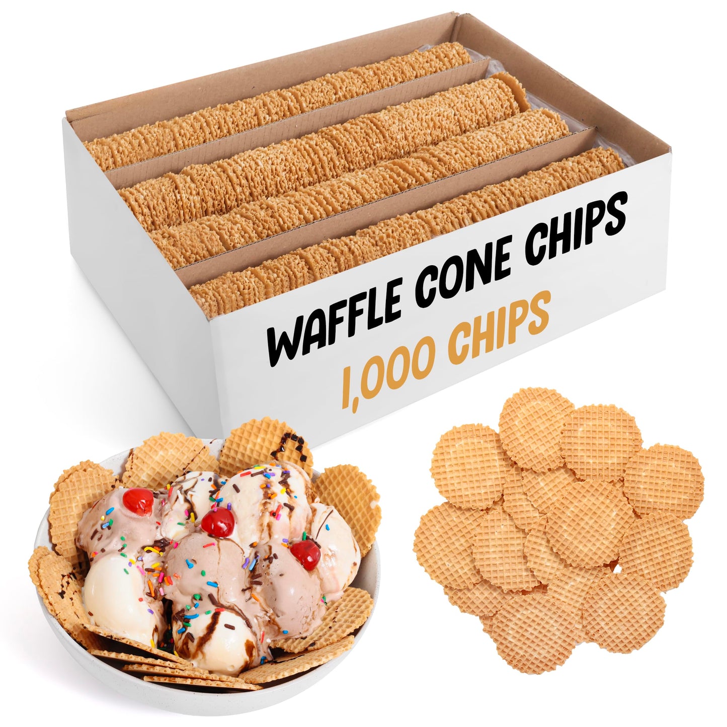 Rooted In Rare Waffle Cone Chips - Round Crispy Waffle Cookies - 9 lbs Bulk Pack - Brown