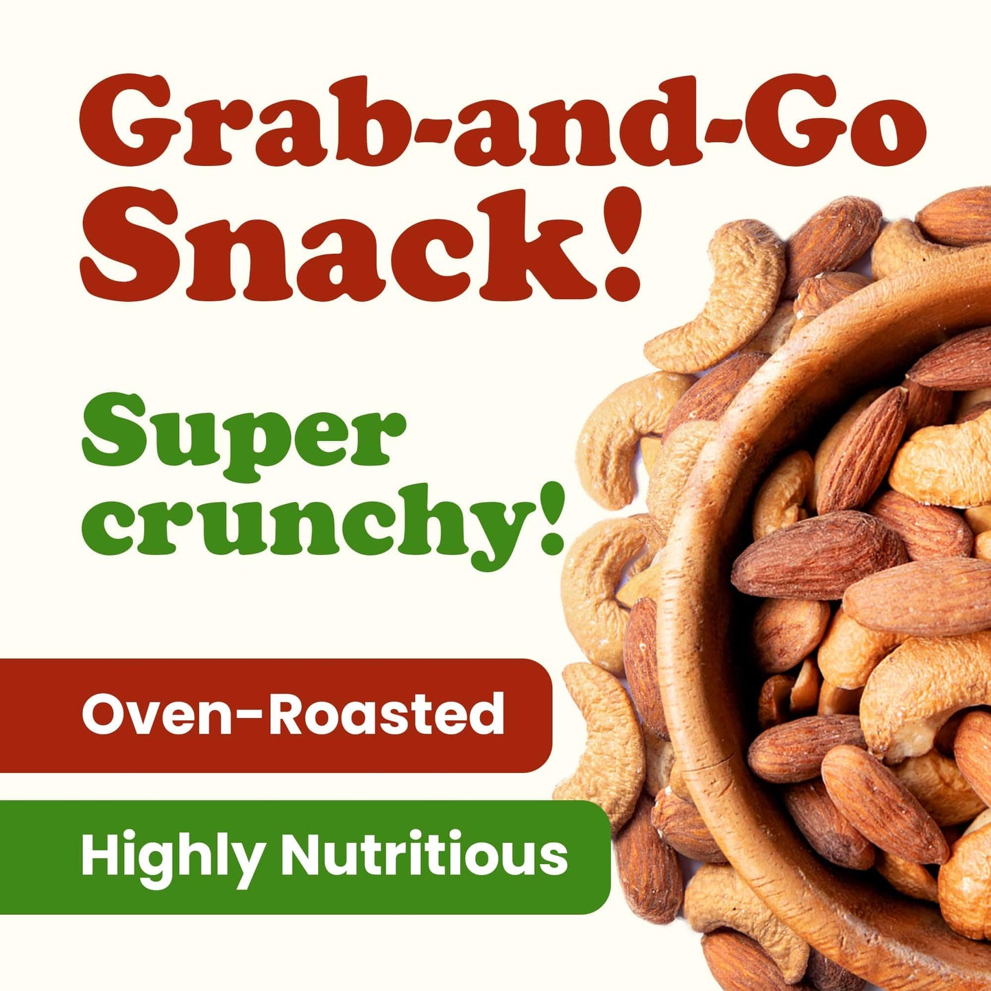 Food to Live Organic Dry Roasted Almonds and Cashews Mix, 1 Pound - Unsalted Oven Roasted Nuts, Non-GMO, Protein Rich Trail Mix,