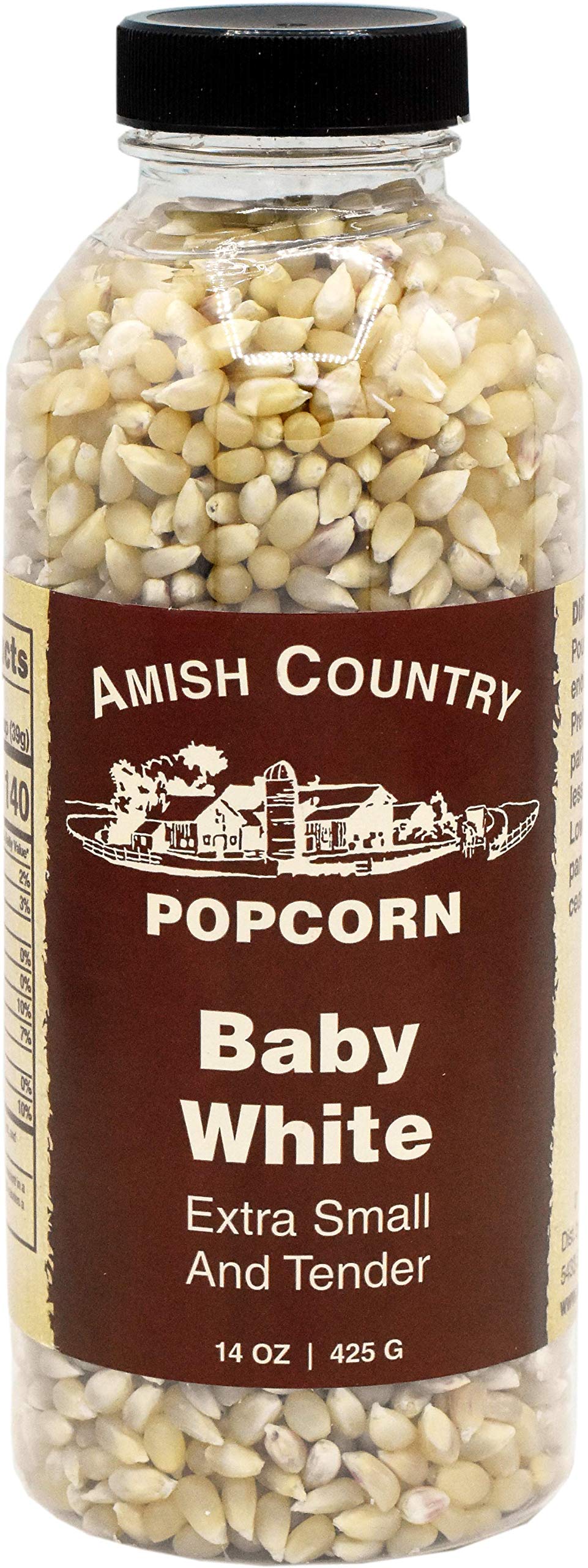 Amish Country Popcorn | 14 Oz Bottle | Baby White Popcorn Kernels | Old Fashioned, Non-Gmo And Gluten Free (14 Oz Bottle)