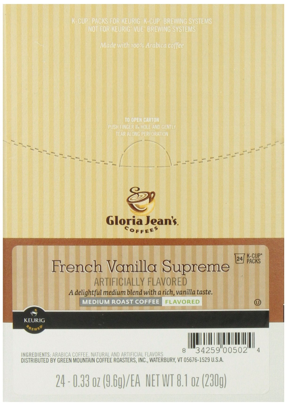 Gloria Jeans Coffees French Vanilla Supreme K-Cup Portion Pack for Keurig, 24 Count, White, Model 60051-046