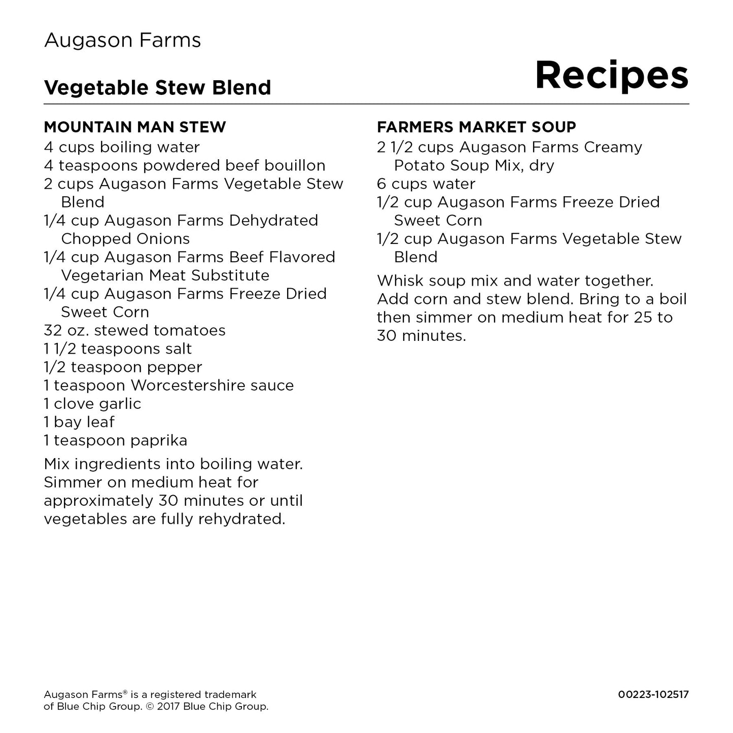 Augason Farms Vegetable Medley Blend Can, Emergency Food Supply, 131 Servings, 2 lb 5 oz, Model 5-00223