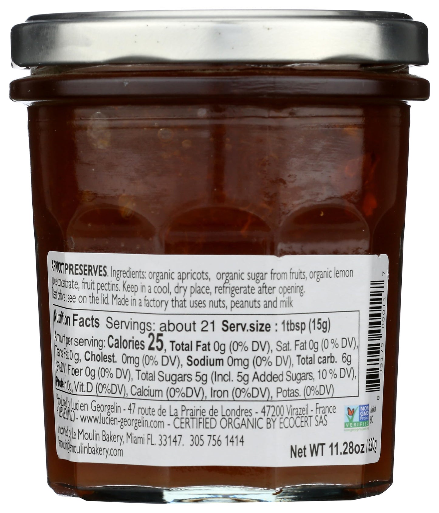 Lucien Georgelin Organic Apricot Fruit Spread, 11.28 Oz