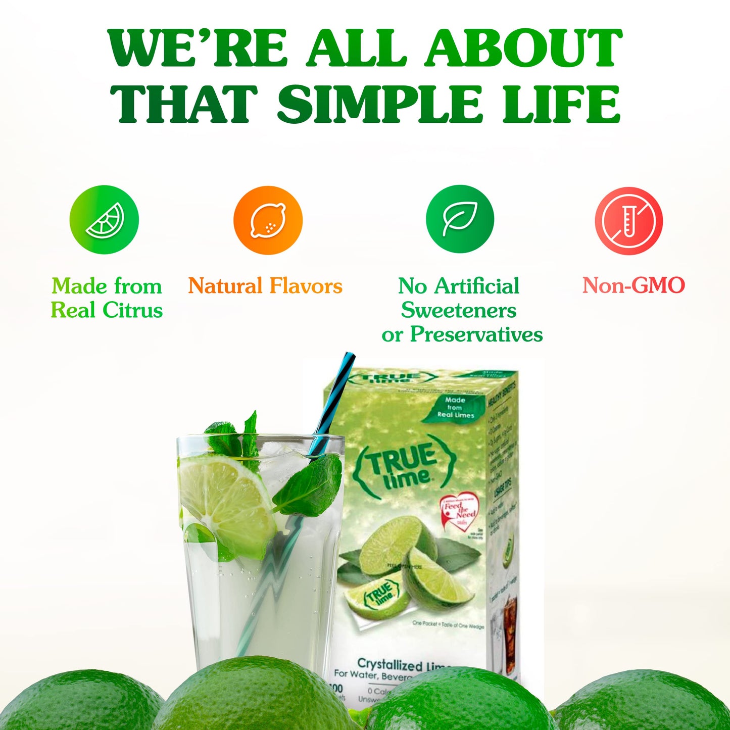 True Citrus TRUE LIME Water Enhancer, 100 Packets, 0 Calorie, Sugar Free Lime Flavor, 2.82 Ounce Dispenser Pack