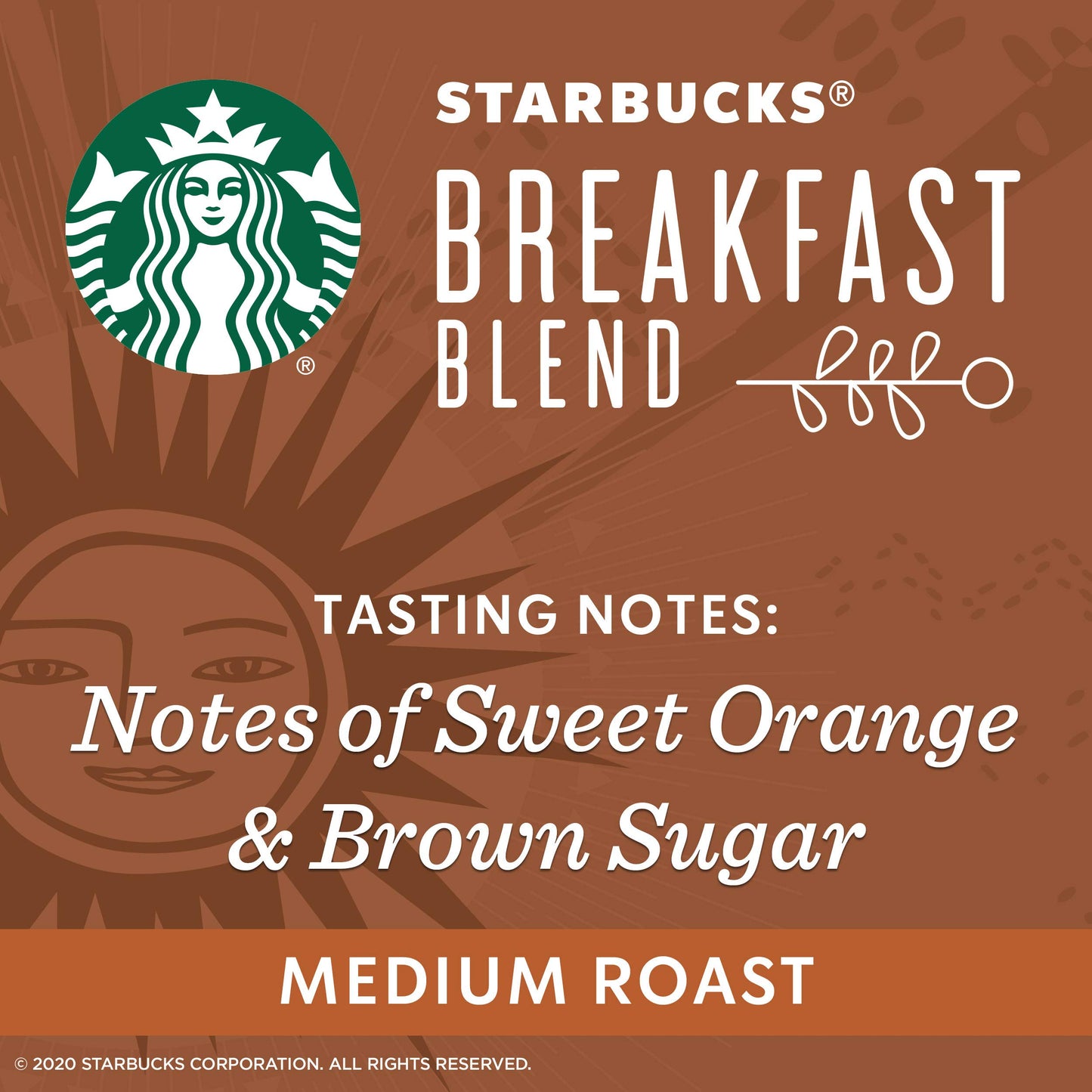 Starbucks Medium Roast Whole Bean Coffee Breakfast Blend 20 oz