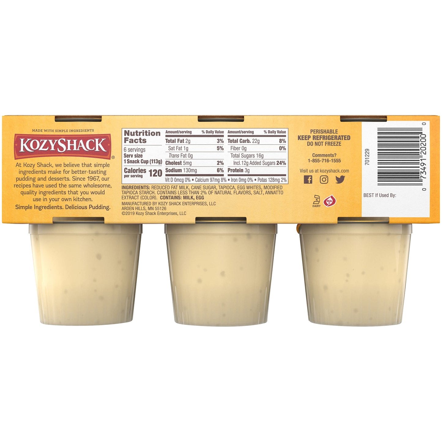 Kozy Shack Tapioca Pudding Multipack, 23.92 Oz, 6 Count