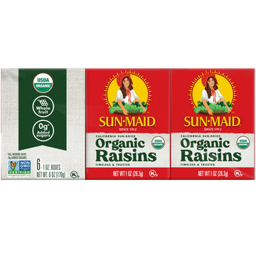Sun-Maid Organic California Sun-Dried Raisins - (72 Pack) 1 oz Snack-Size Box - Organic Dried Fruit Snack for Lunches, Snacks, a