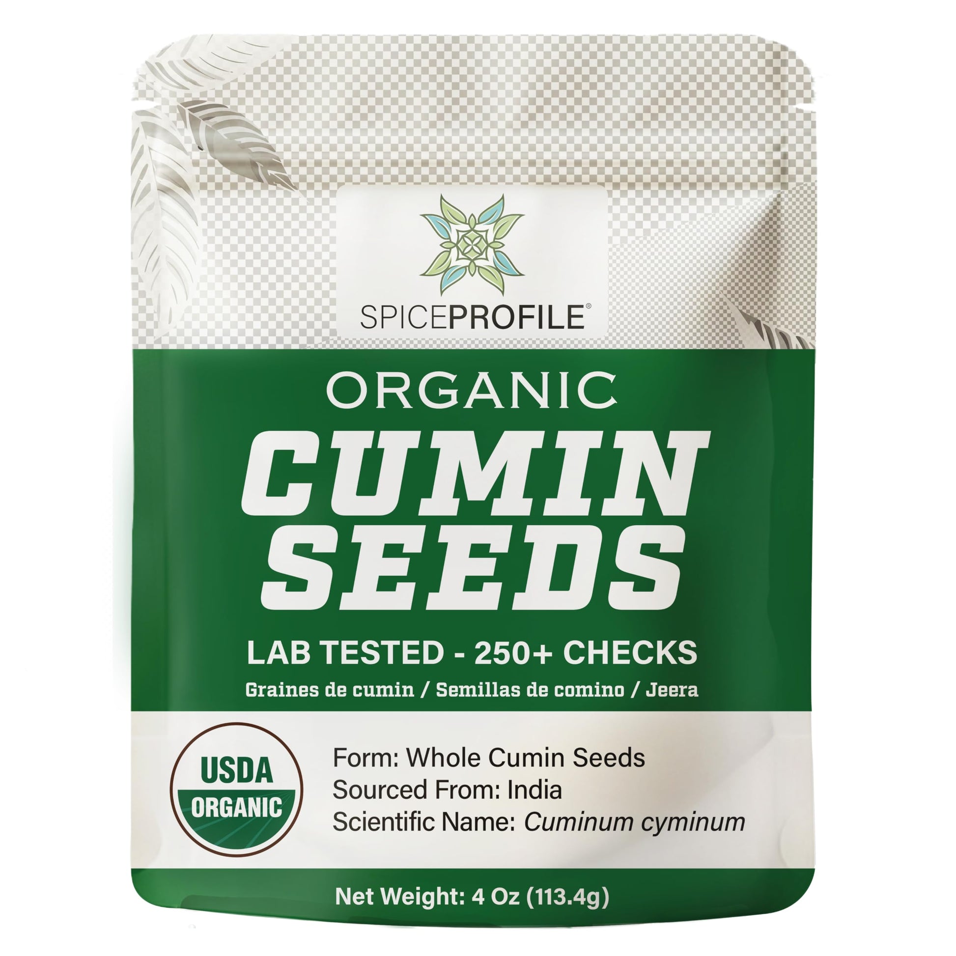 Spice Profile | Usda Certified Organic Cumin Seeds (Whole) | Resealable 4Oz Pouch | Best For Tempering  Cooking  Spice Blends & Seasonings | Organic Jeera