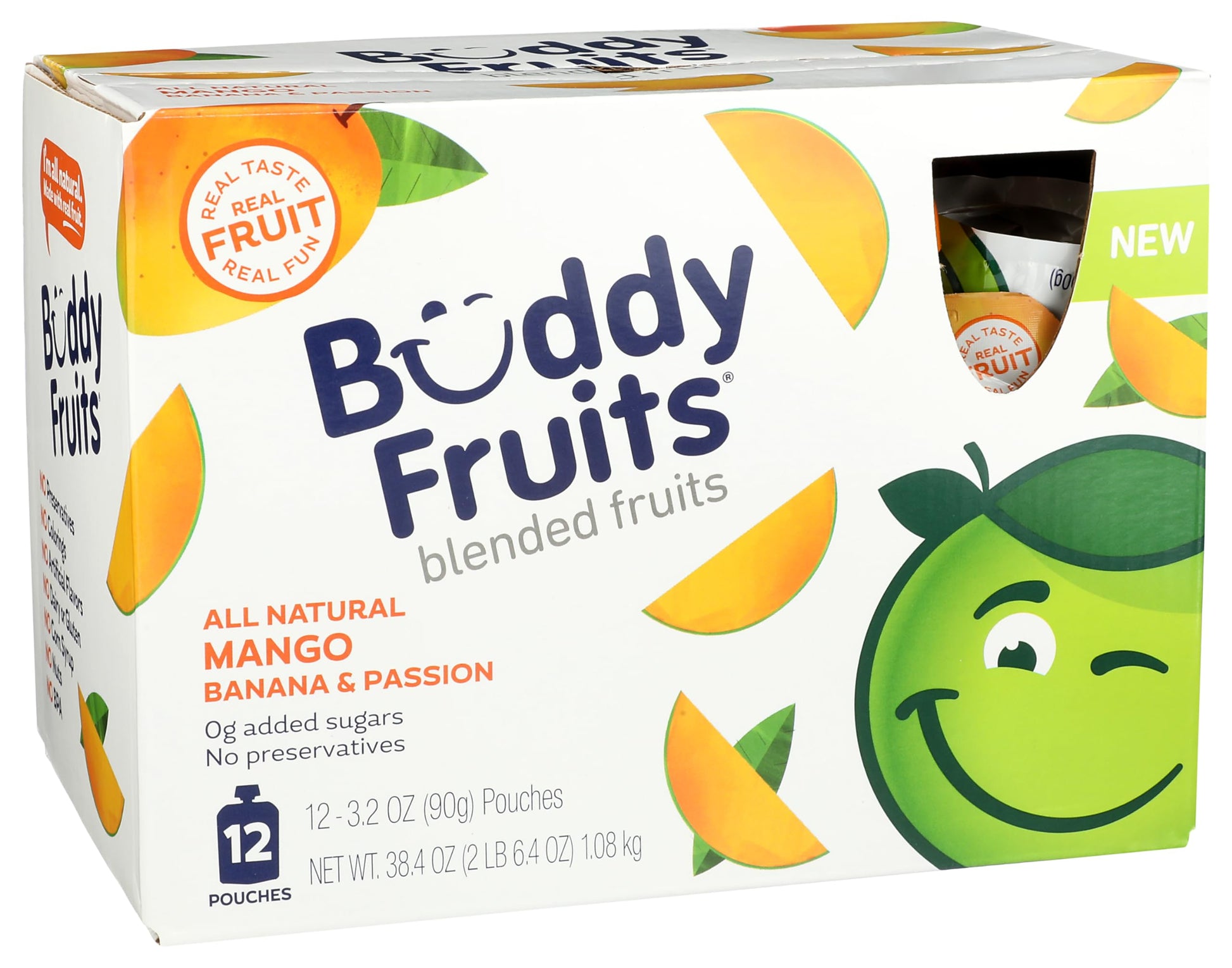 Buddy Fruits Pure Blended Fruit Snack To Go Apple, Mango, Banana And Passion Fruit Applesauce 3.2Oz (Pack Of 12) | 100% Real Fru