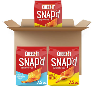 Cheez-It Snap'D, Cheese Crackers Chips, Thin Crisps, Lunch Snacks, Variety Pack, 22.5Oz Box (3 Bags)