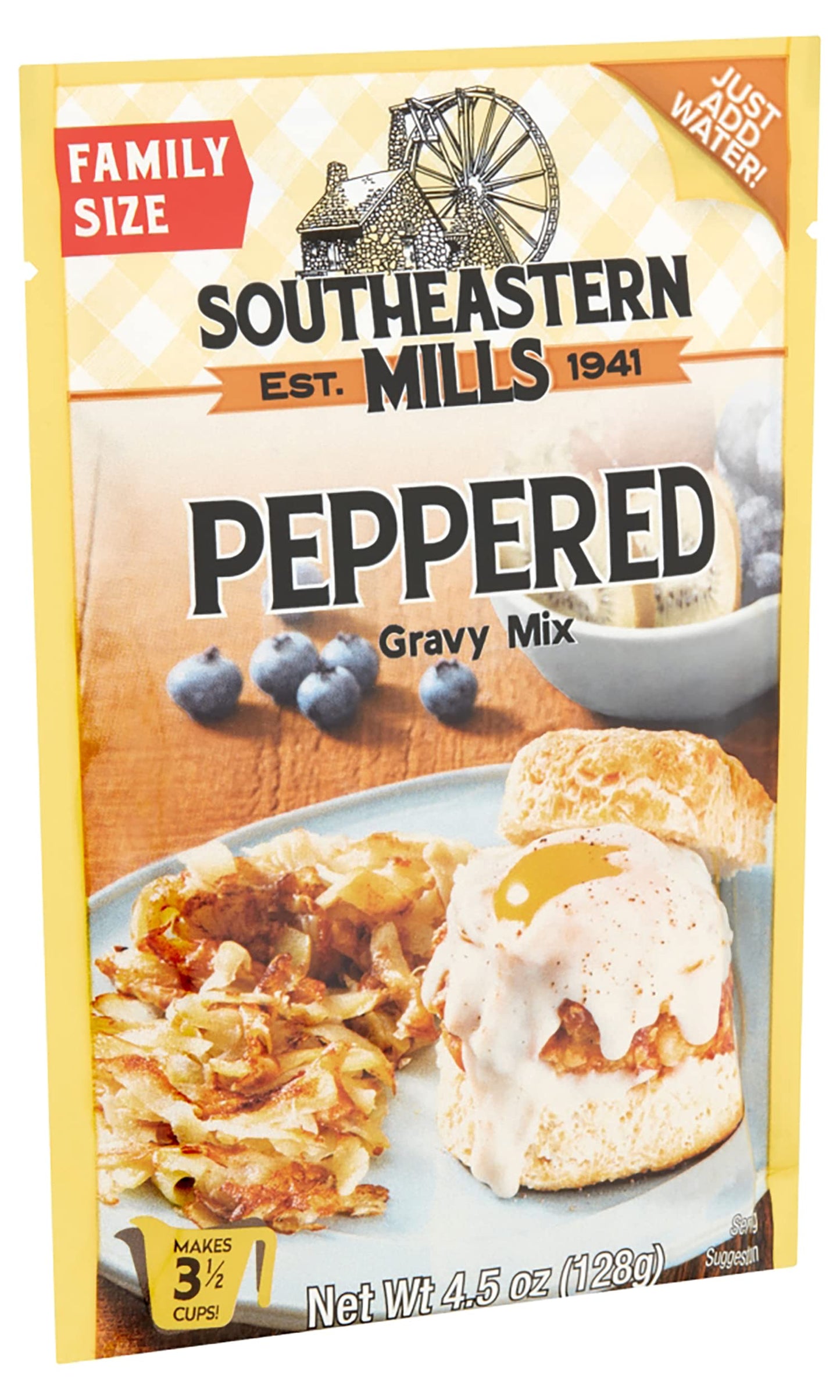 Southeastern Mills Gravy Mix Packet, Peppered Gravy Mix, Makes 3 ½ Cups Of Gravy, Just Add Water, Family Size Packet, 4.5-Ounce Packet (Pack Of 24 Packets)