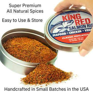 King Red Salmon Rub-Classic Potlatch Seasoning Dry Spice Blend-Restaurant Grilled Seafood and Fish-All Natural, Gluten Free, Ket