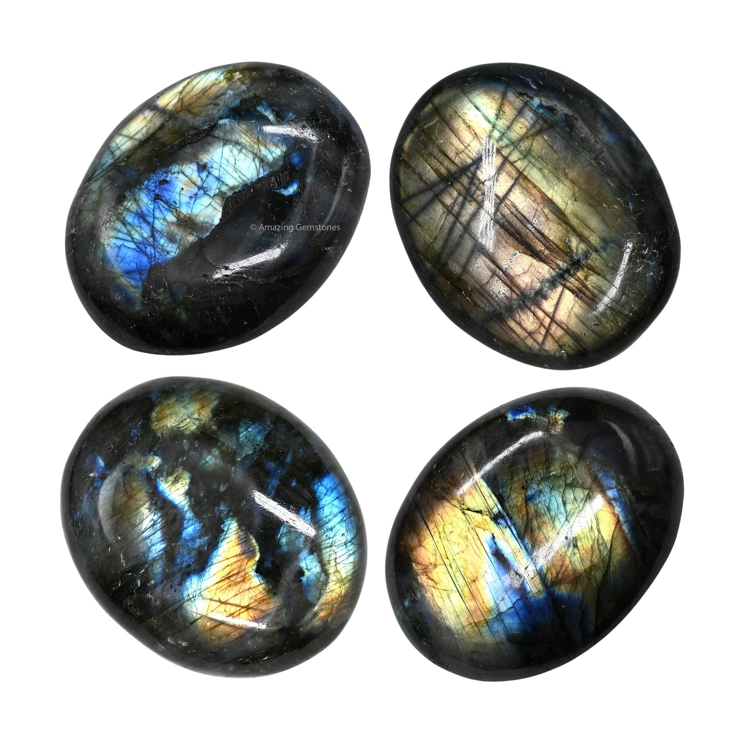 Labradorite Palm Stone - Pocket Massage Worry Stone For Natural Body Chakra Balancing, Reiki Healing And Crystal Grid