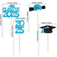 Ephlyn Graduation Cupcake Toppers, 36 Pcs, Glitter Class of 2025, Lake Blue, Diploma & Graduation Cap Picks for Party Decorations