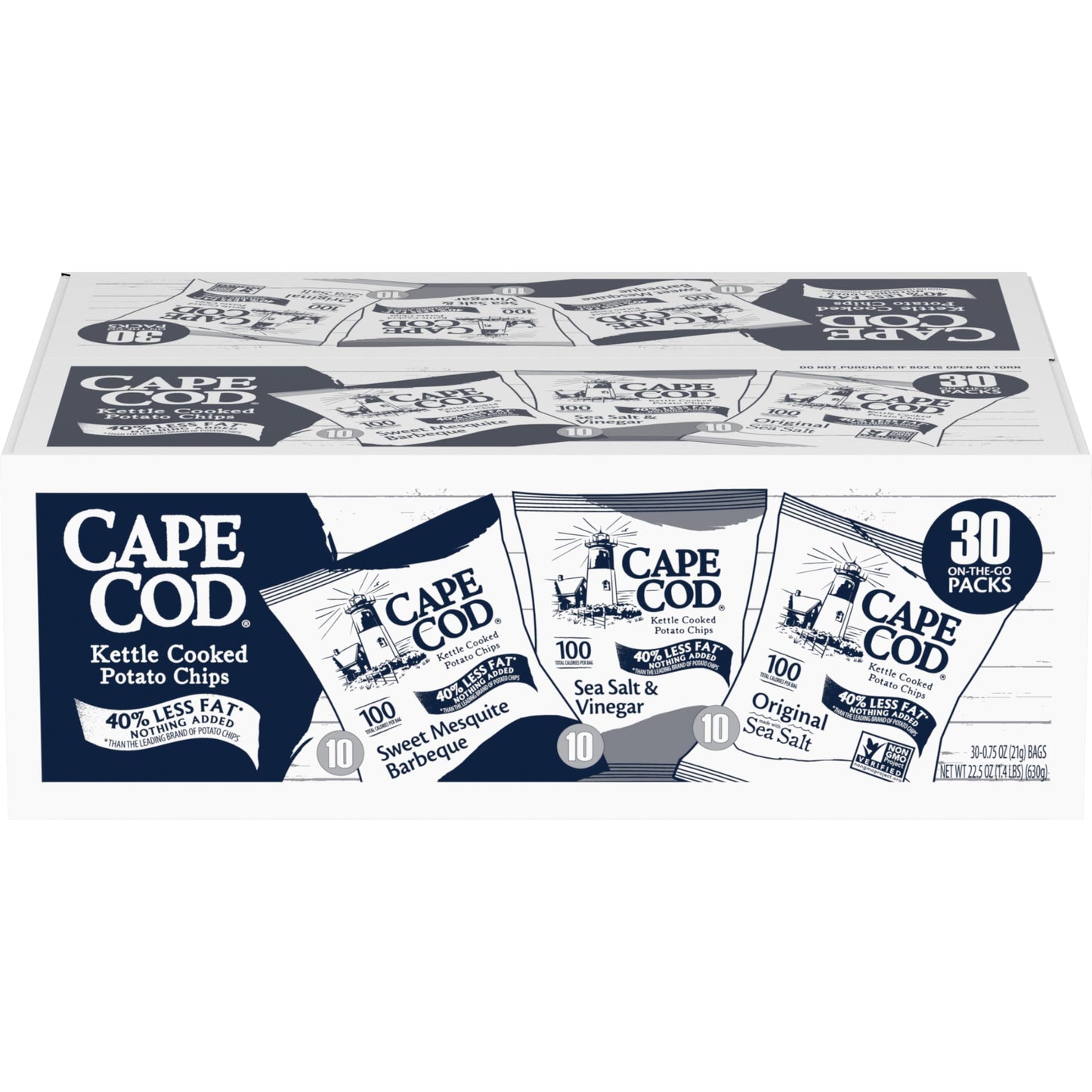 Cape Cod Potato Chips  Less Fat Kettle Chips  Variety Pack  30 Ct (Pack Of 30)