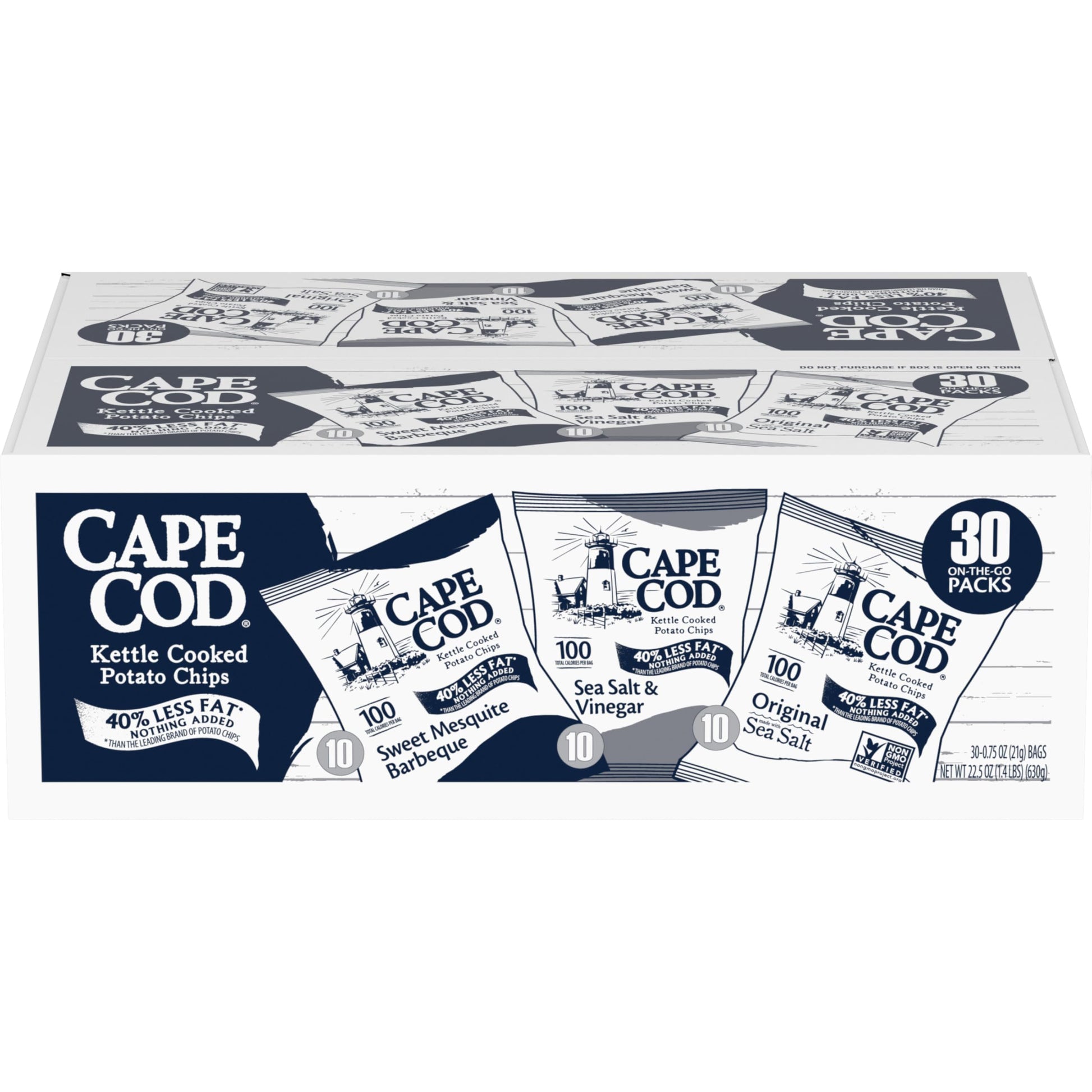 Cape Cod Potato Chips  Less Fat Kettle Chips  Variety Pack  30 Ct (Pack Of 30)