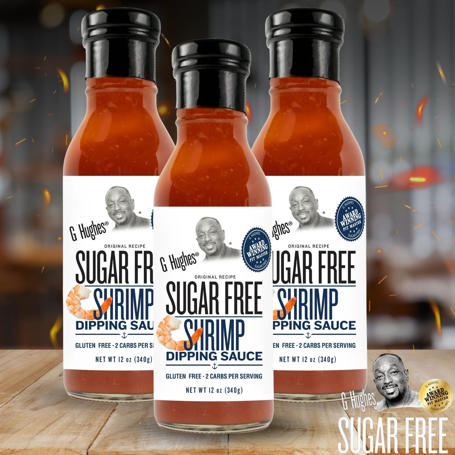 G Hughes Sugar Free Shrimp Dipping Sauce, Gluten Free, 12 Oz (3-Pack)