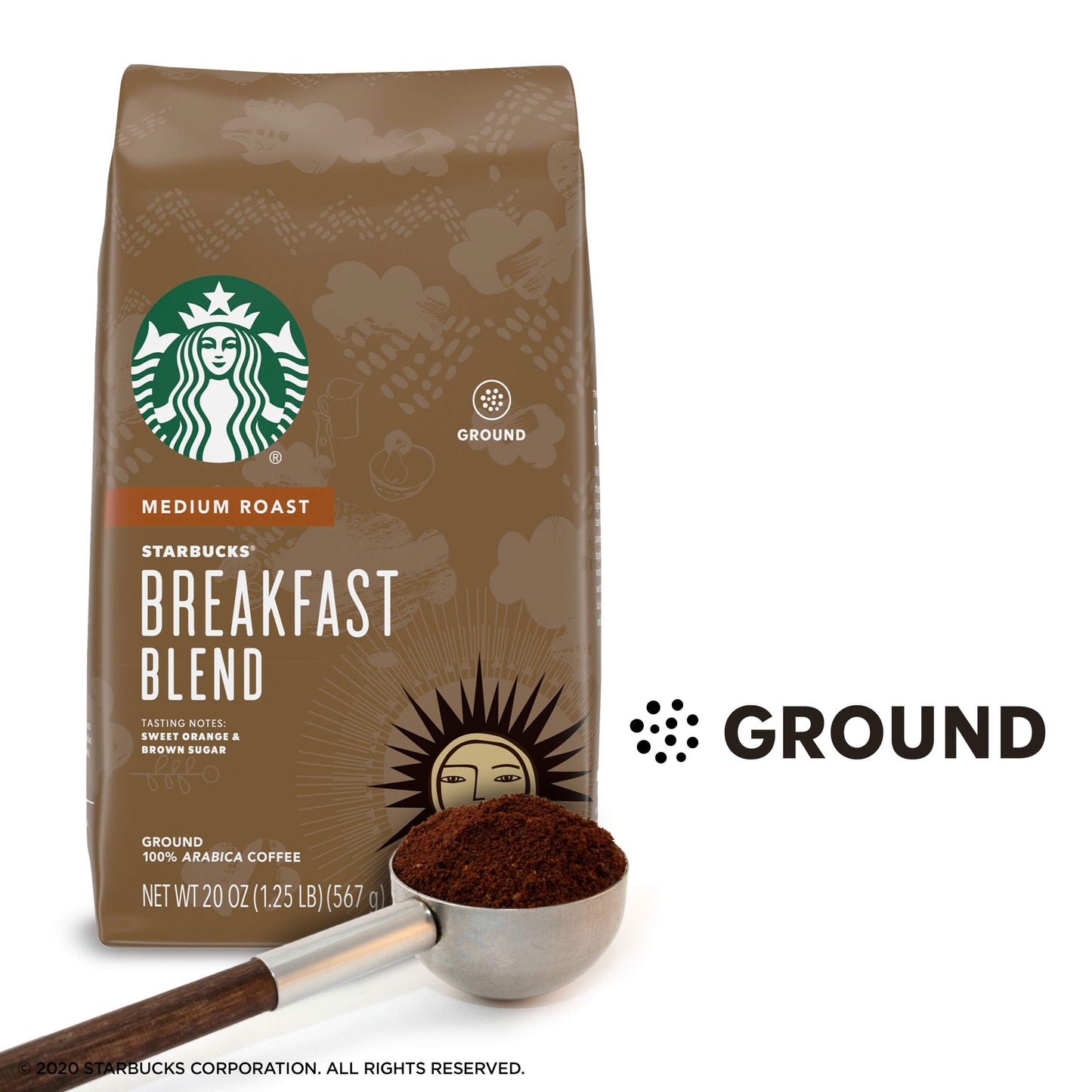 Starbucks Ground Coffee, Breakfast Blend, 100% Arabica, 6 Bags (20 oz. each)