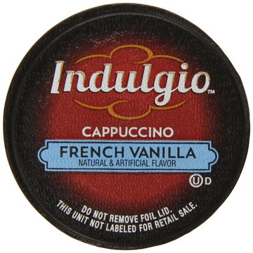 Indulgio Cappuccino Pods, French Vanilla, 12-Count Single Serve Cups for Keurig K-Cup Brewers, White