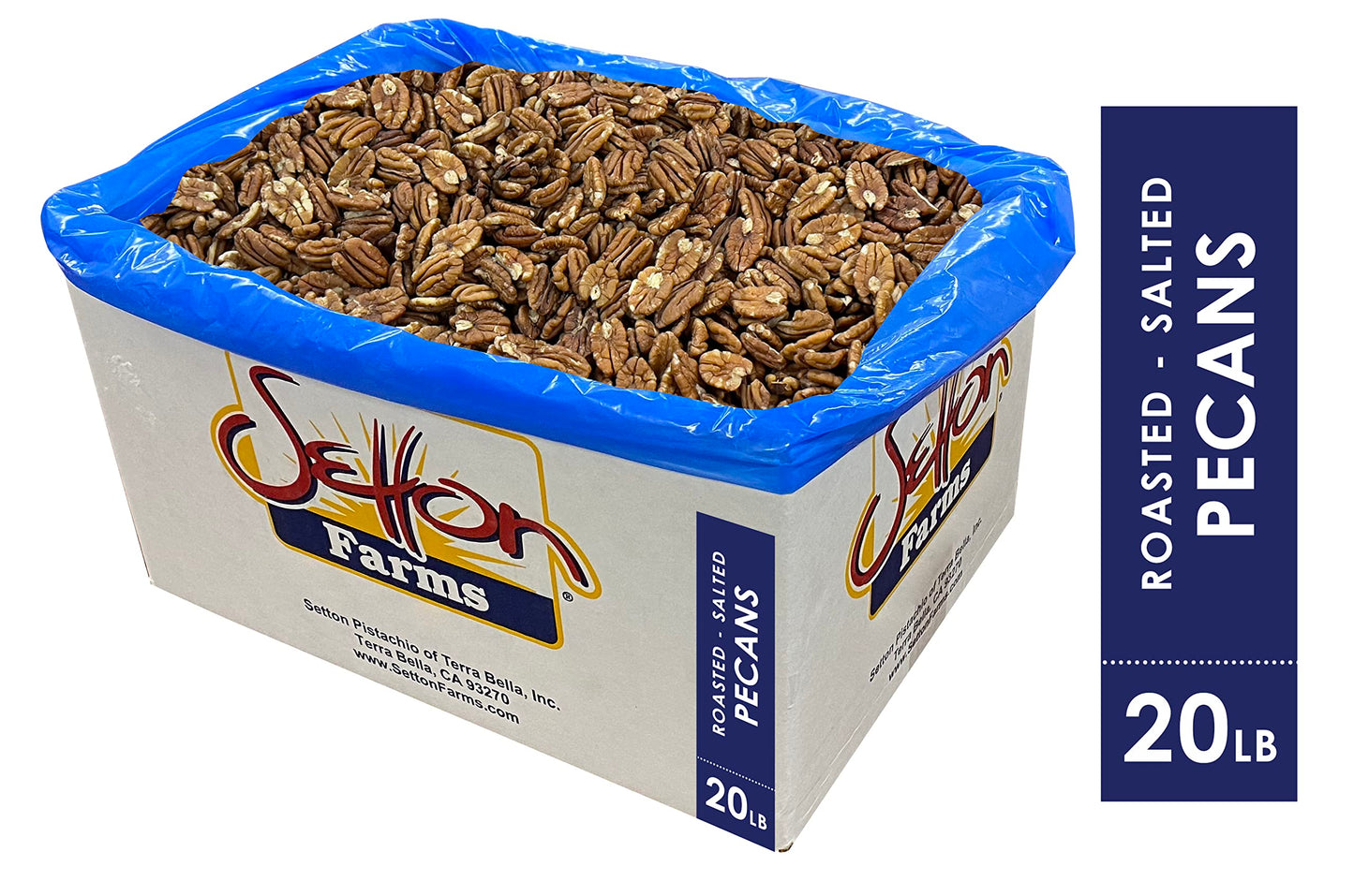 Pecans Roasted Salted, 20 Lbs. Bulk Case, Kosher