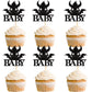 Ercadio 24 Pack Dragon Baby Cupcake Toppers Black Glitter Dragon Baby Cupcake Picks Cute Dinosaur Cupcake Topper Dragon Cupcake