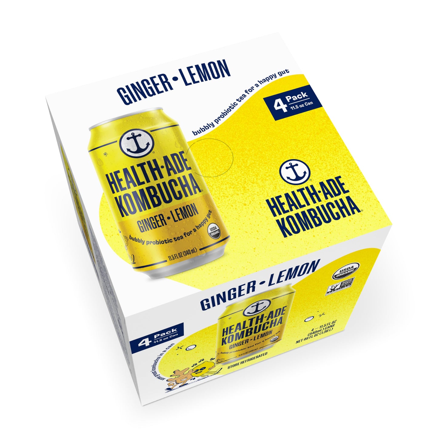Health-Ade Ginger Lemon 11.5oz 4-pack of Cans (46oz.)