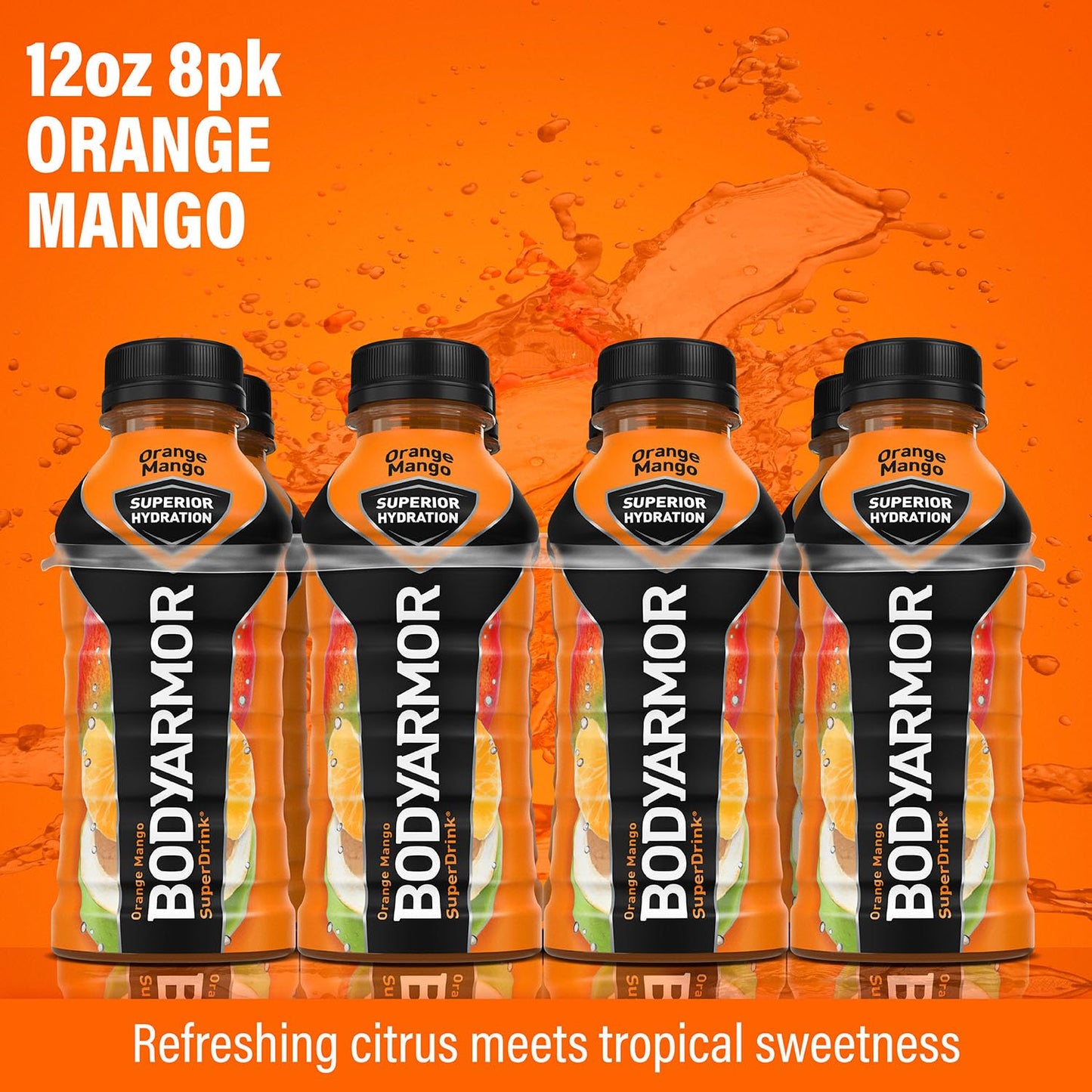 Bodyarmor Sports Drink Sports Beverage, Orange Mango, Coconut Water Hydration, Natural Flavors With Vitamins, Potassium-Packed Electrolytes, Perfect For Athletes, 12 Fl Oz (Pack Of 8)