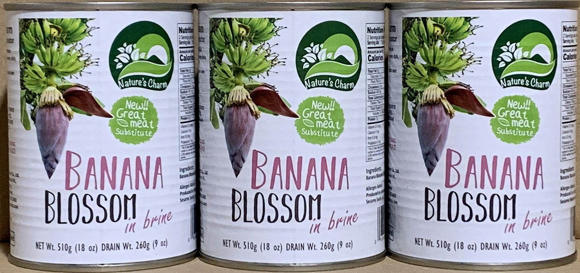 KC Commerce Nature's Charm Banana Blossom In Brine 18oz By KC Commerce (Pack of 3)