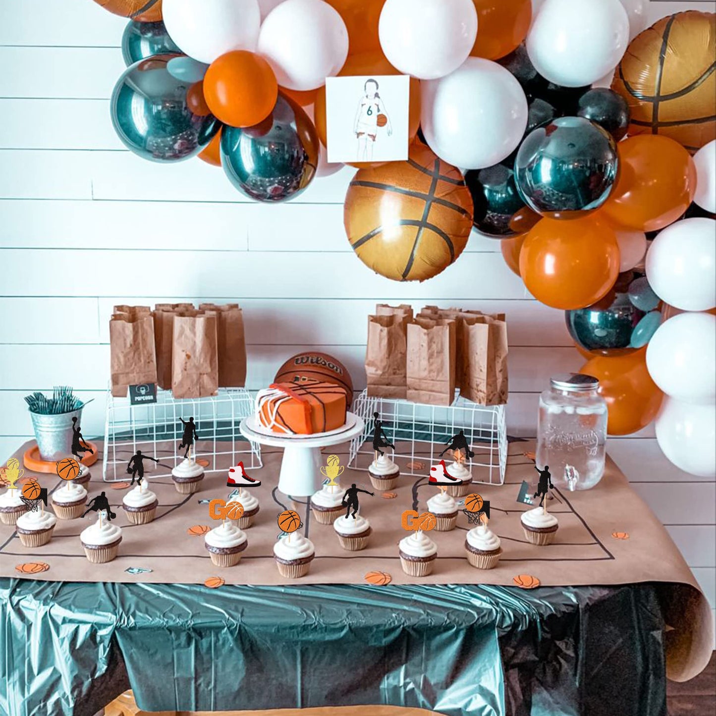 36 Pcs Basketball Cupcake Toppers Glitter Star Player Cupcake Picks Basketball Hoop Game Shoe Sports Ball Cake Decorations For Sports Theme Baby Shower Birthday Party Supplies