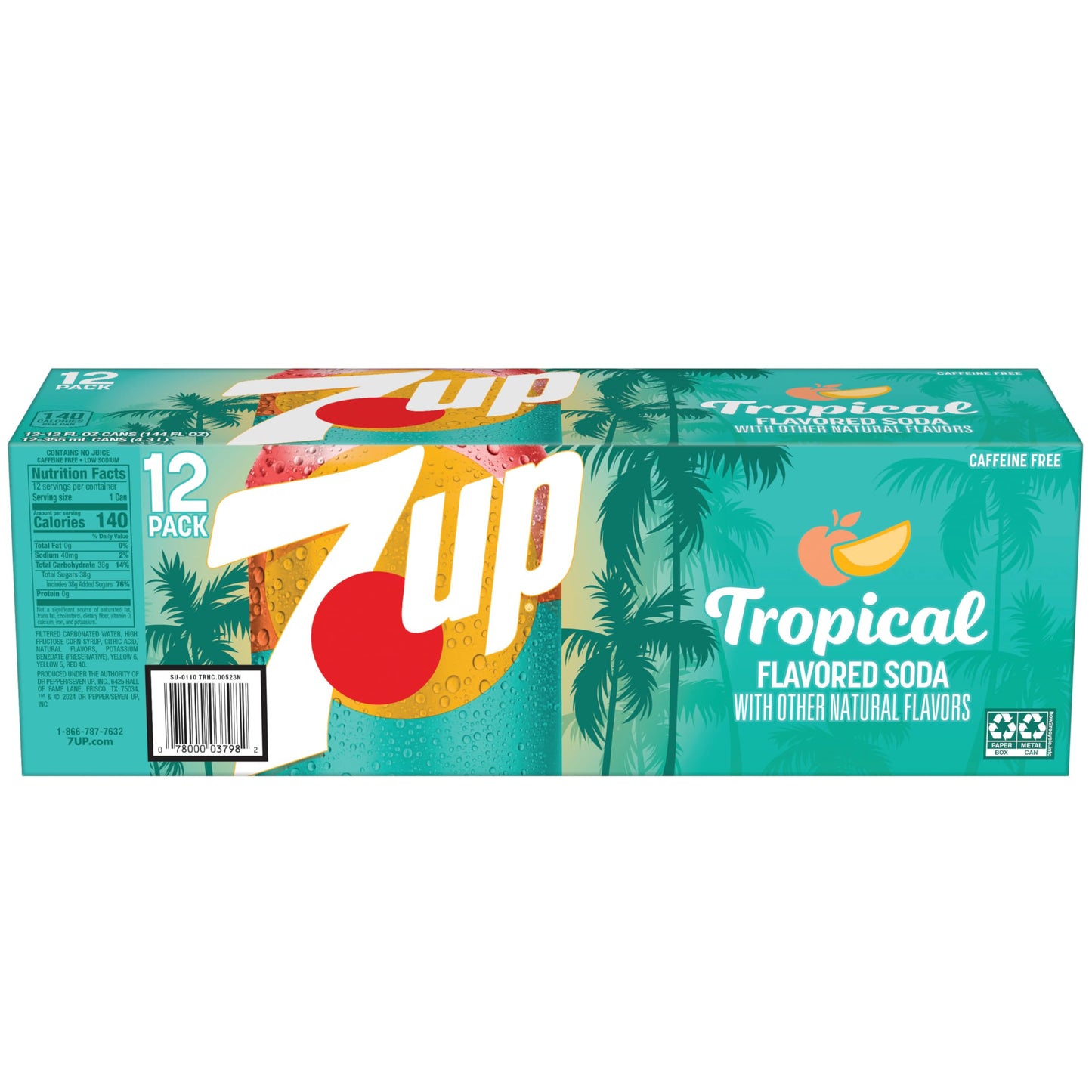 7UP Tropical Soda  12 fl oz cans  12 pack