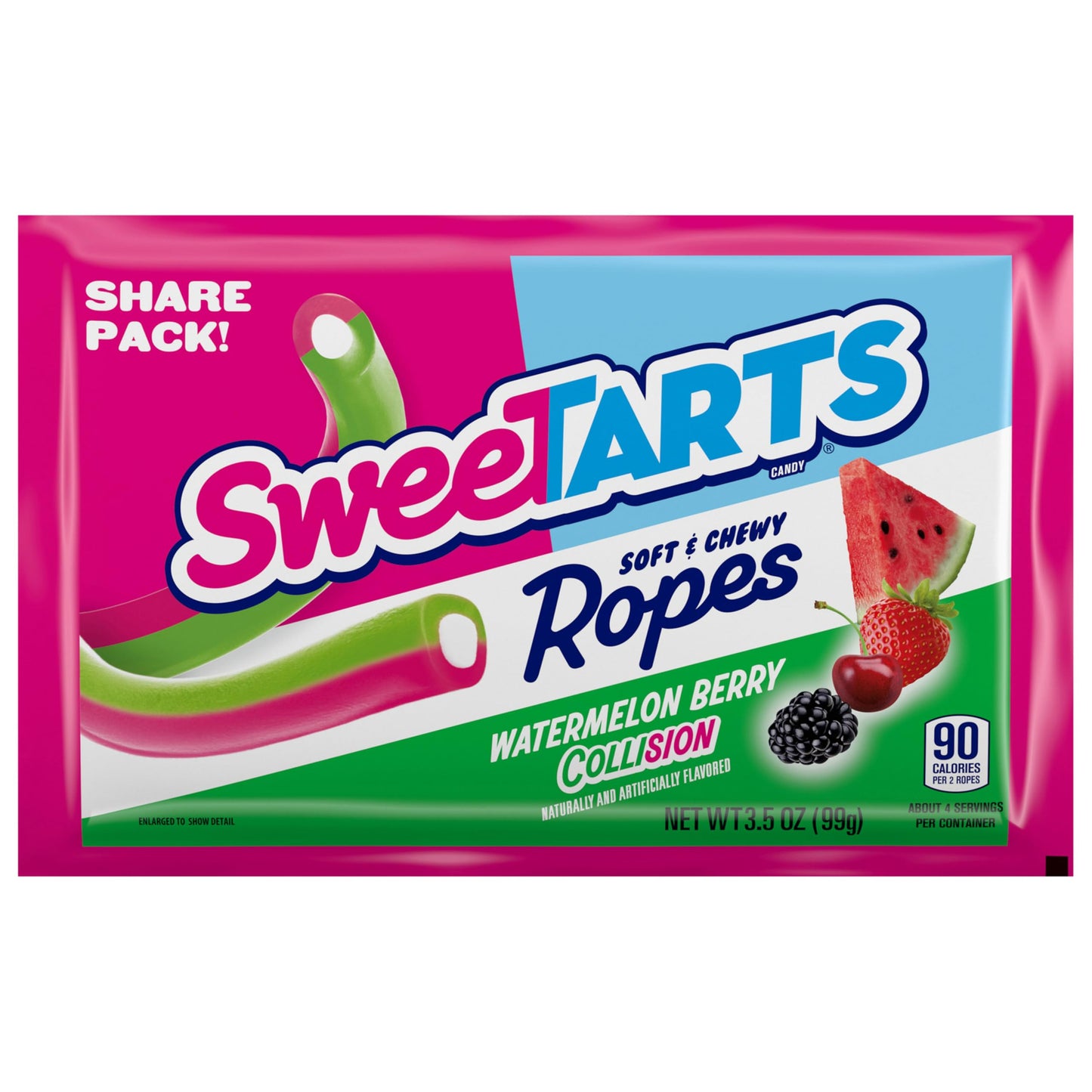 Sweetarts Ropes, Candy, Watermelon Berry Collision, Soft And Chewy, 3.5 Oz (Pack Of 12)
