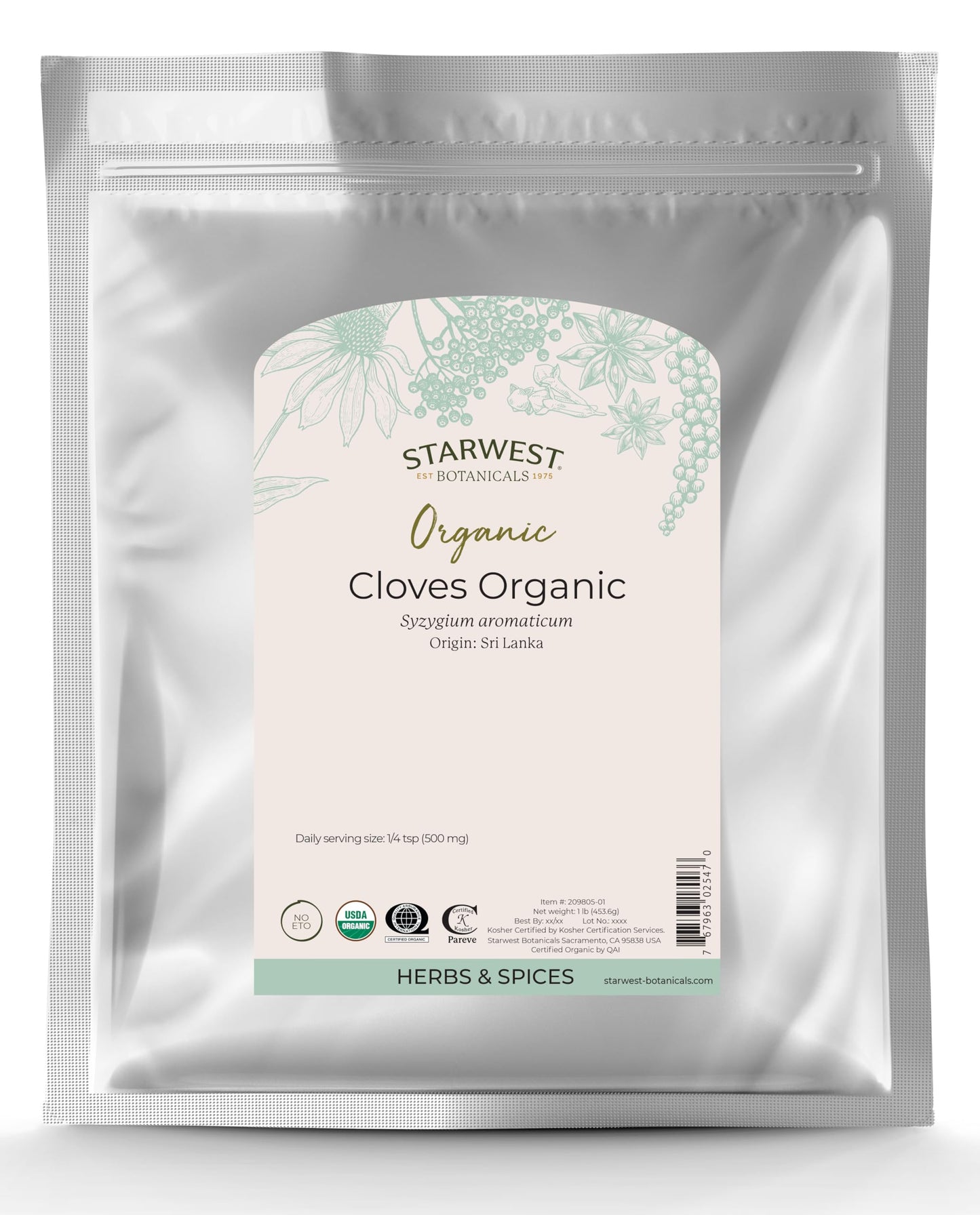 Starwest Botanicals Organic Cloves Whole, 1-pound Bag