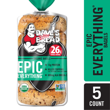 Dave'S Killer Bread Epic Everything Bagels, Organic Bagels, 26G Whole Grains Per Bagel, 5 Count